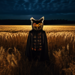 Owl-like figure in field